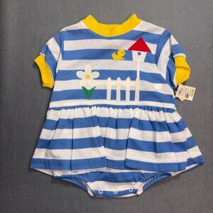 VINTAGE NEW W/ ORIGINAL TAGS Baby Dress Bubble with Bloomers Spring Applique 12M
